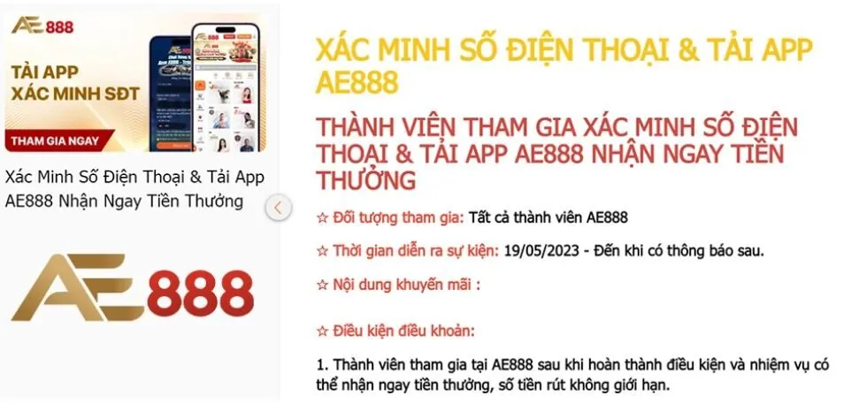 ưu đãi hấp dẫn khi tải app ae888